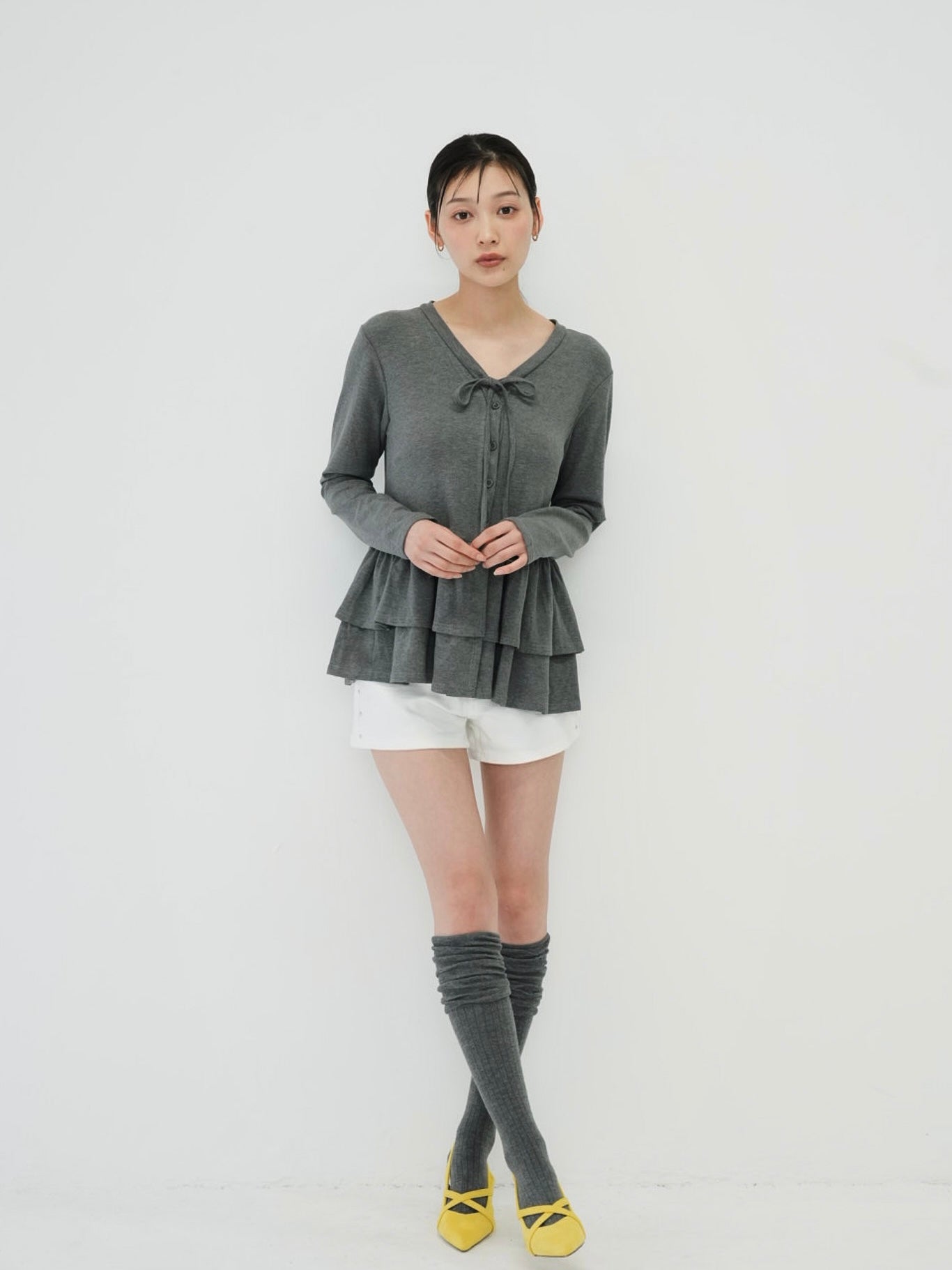 frill front ribbon cardigan