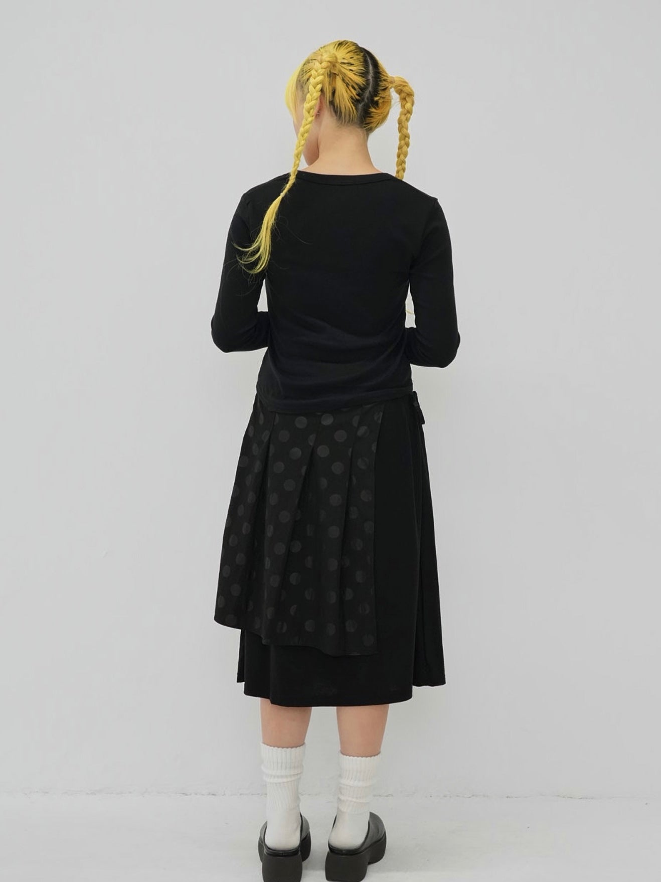 dot layered long skirt