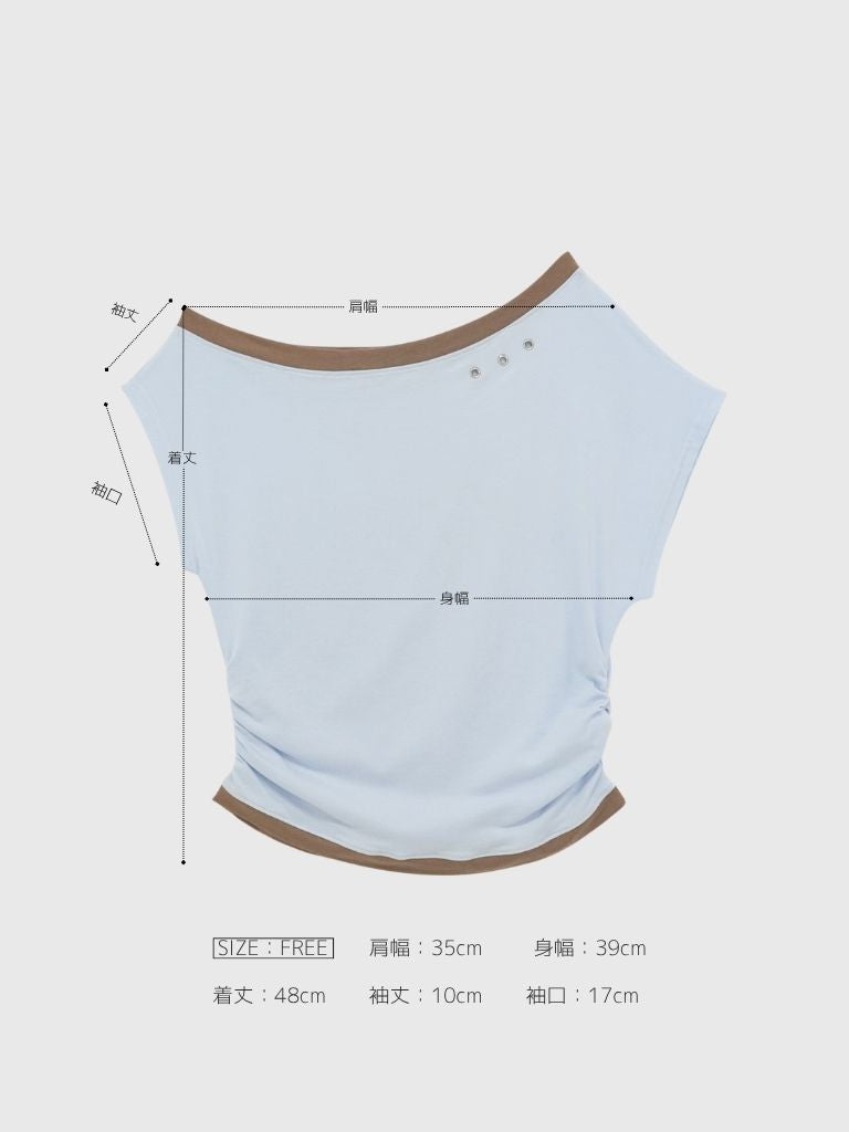 bicolor eyelet off shoulder tops