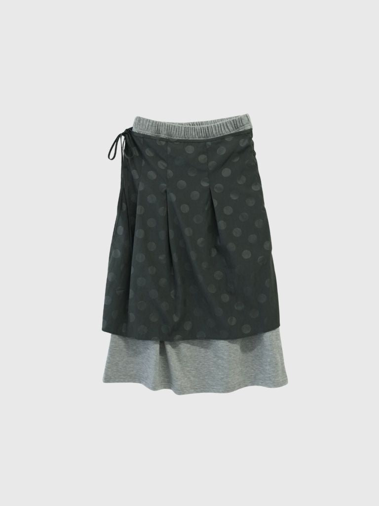 dot layered long skirt