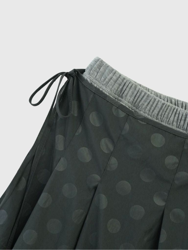 dot layered long skirt