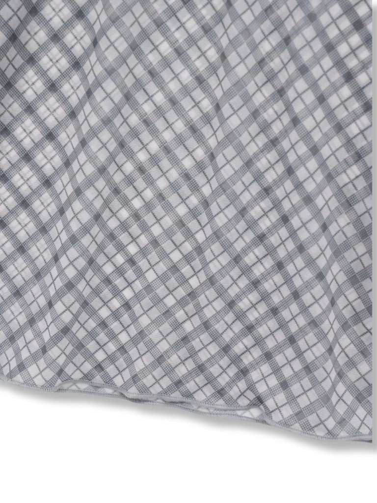 neck ribbon check sheer tops