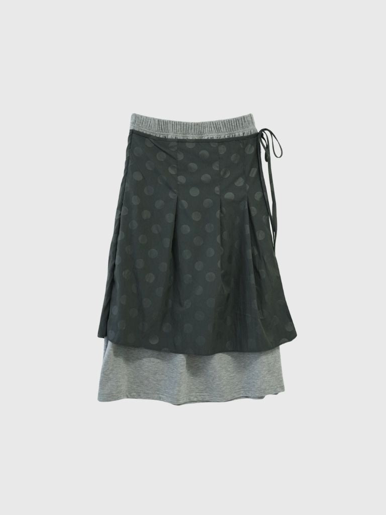 dot layered long skirt