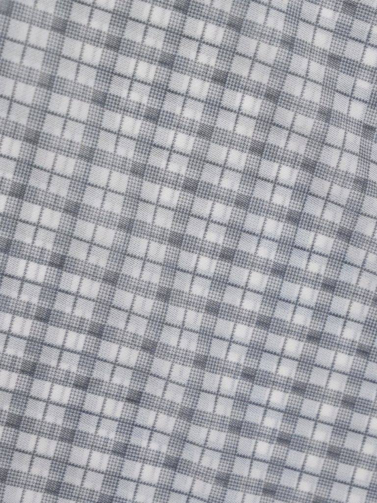 neck ribbon check sheer tops