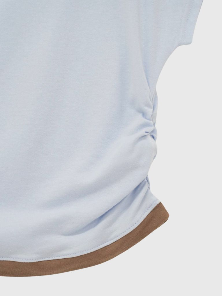 bicolor eyelet off shoulder tops