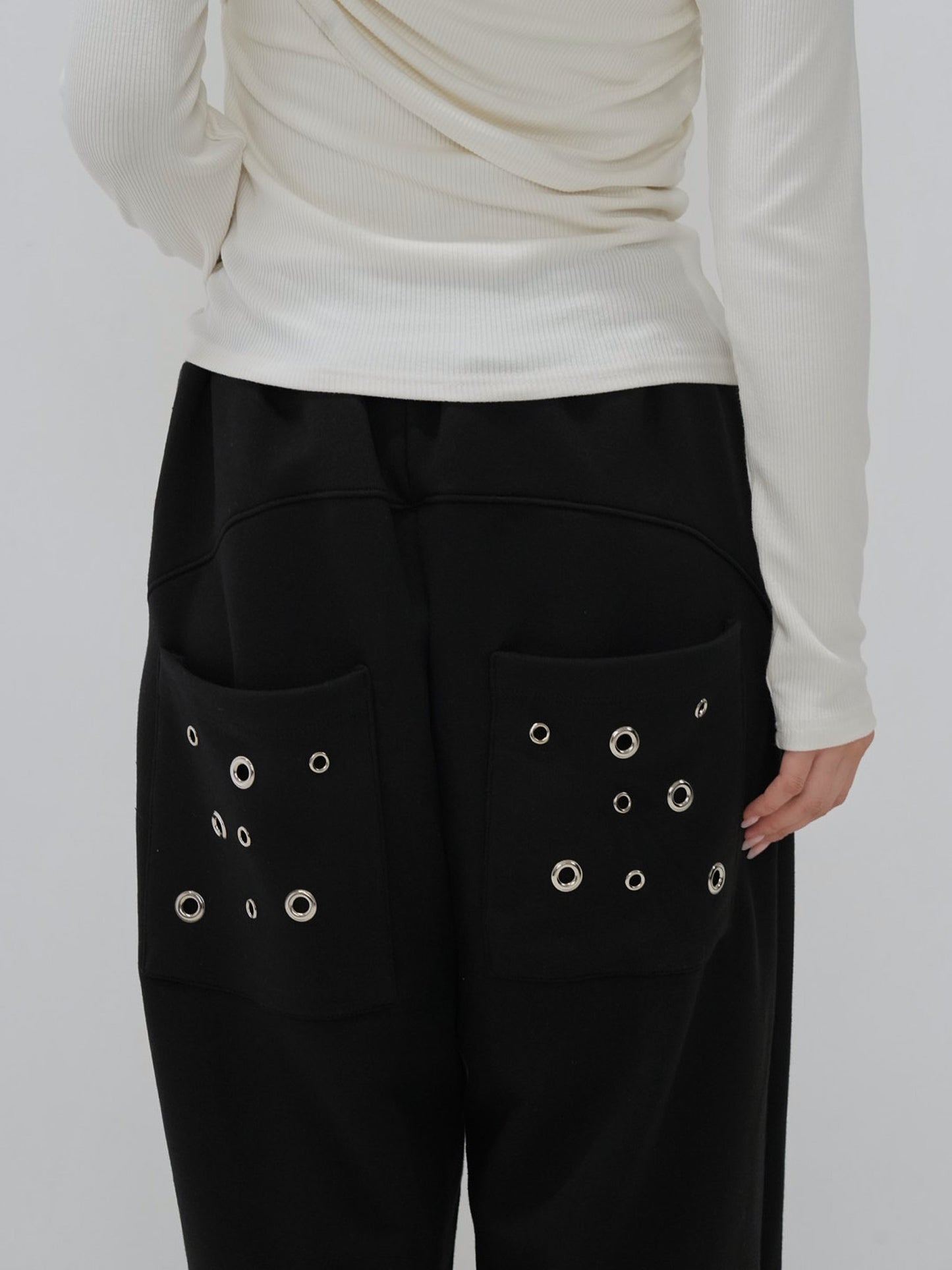 eyelet wide sweat pants