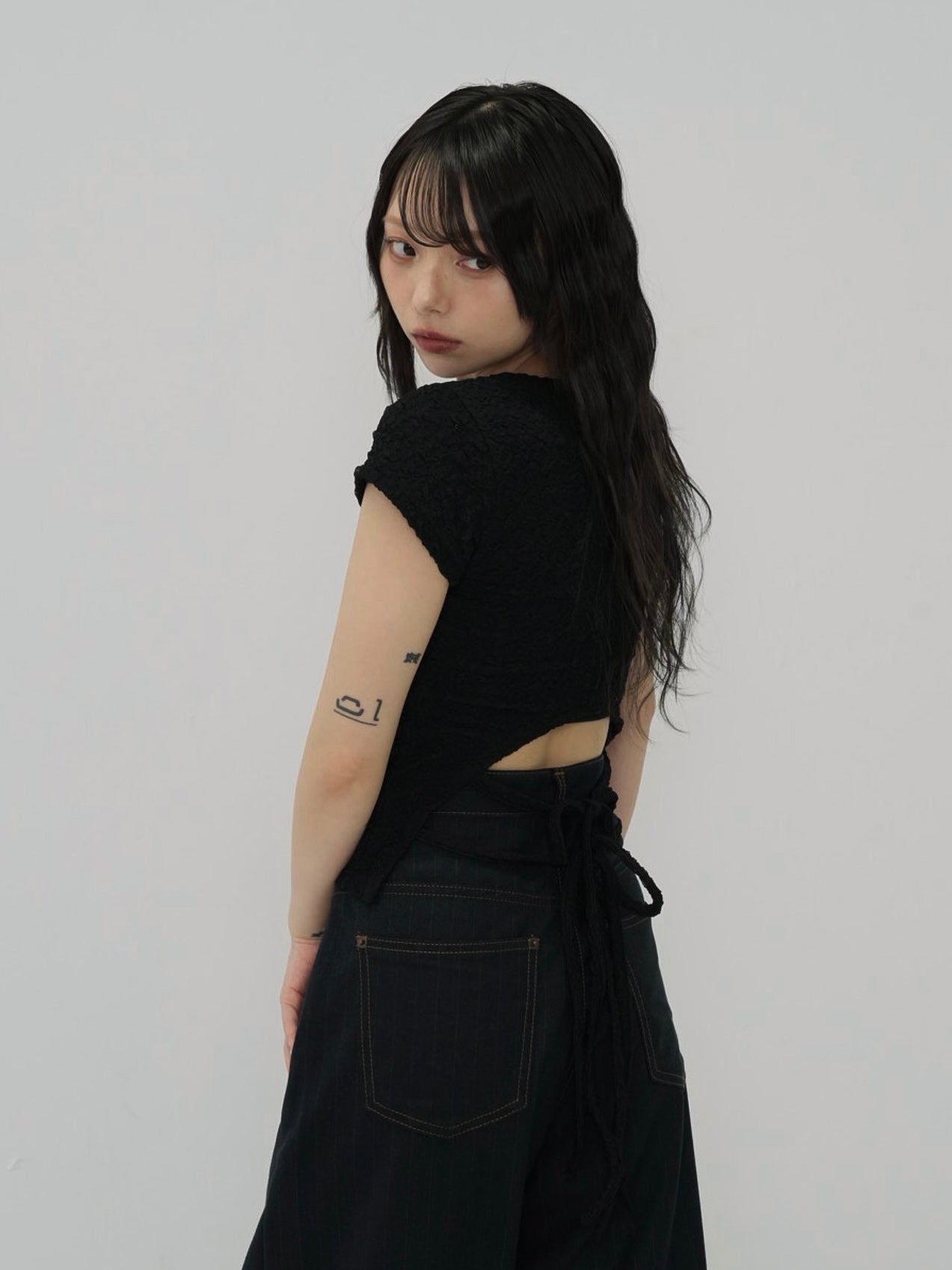 ribbon open back tops