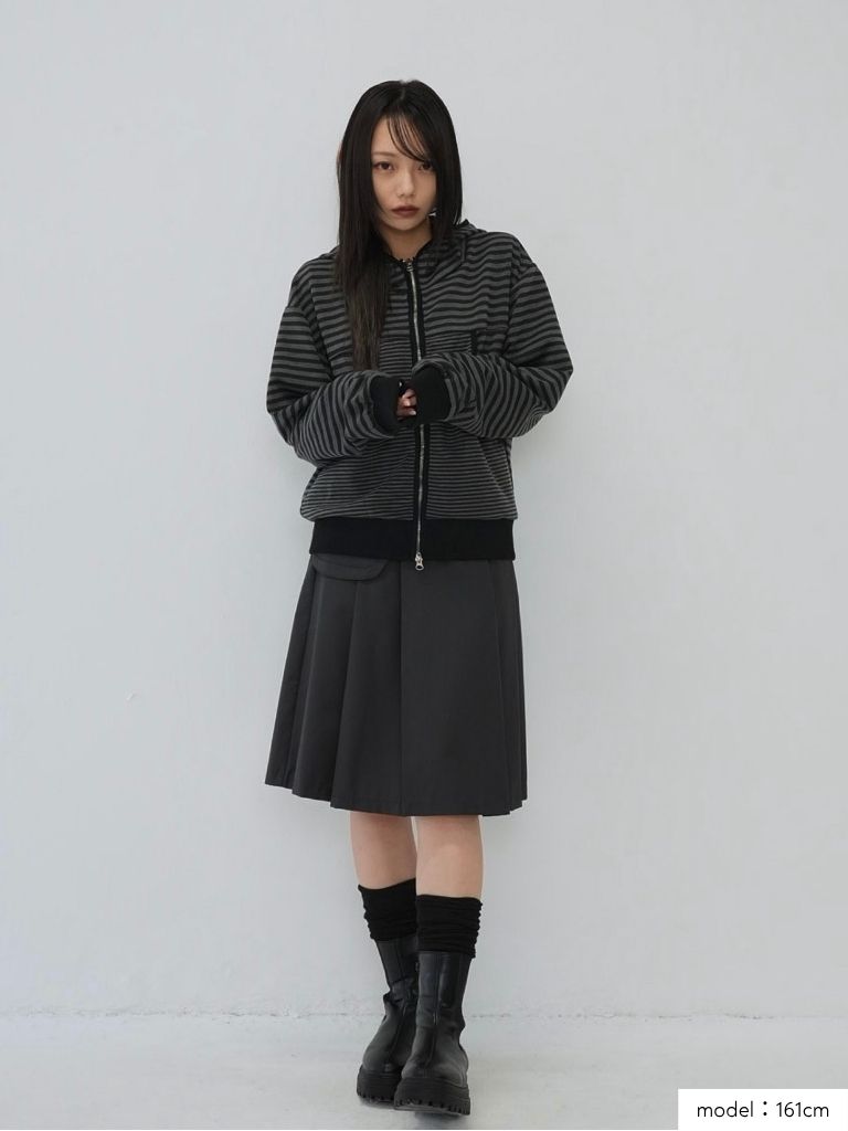 stripe pattern zip hoodie