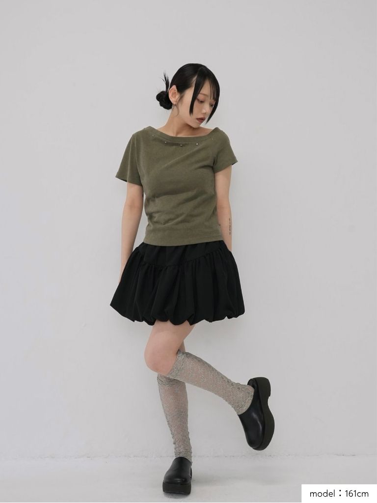 one shoulder stud tops