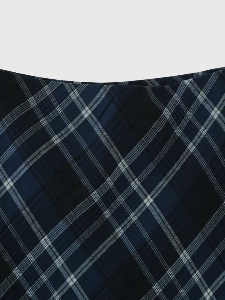 check sheer long skirt