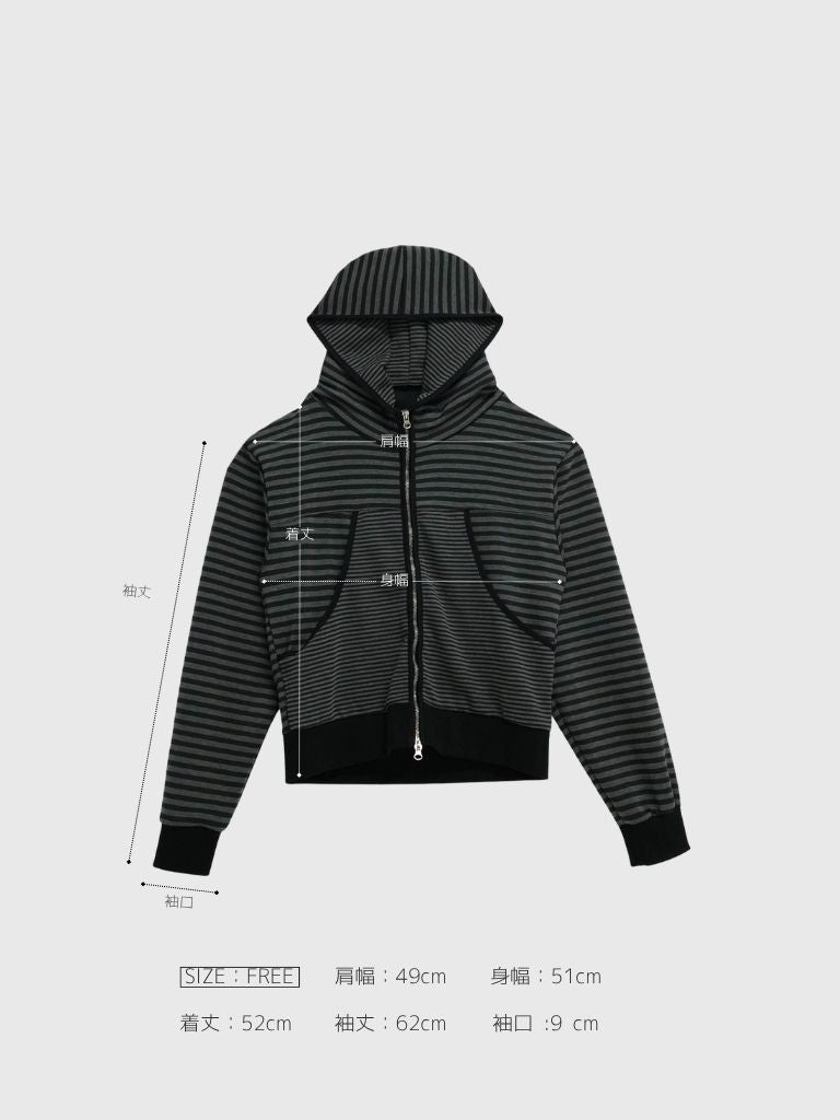 stripe pattern zip hoodie