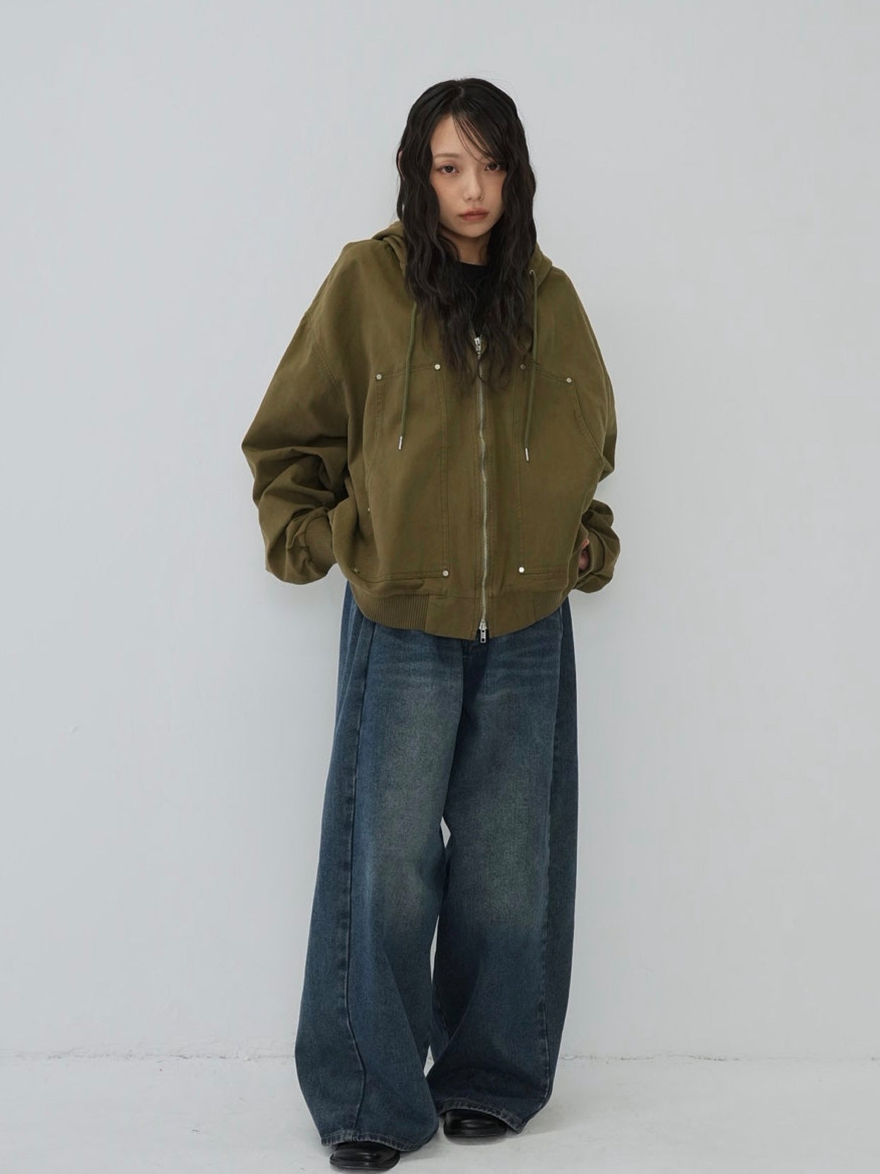 over pocket zip up hoodie