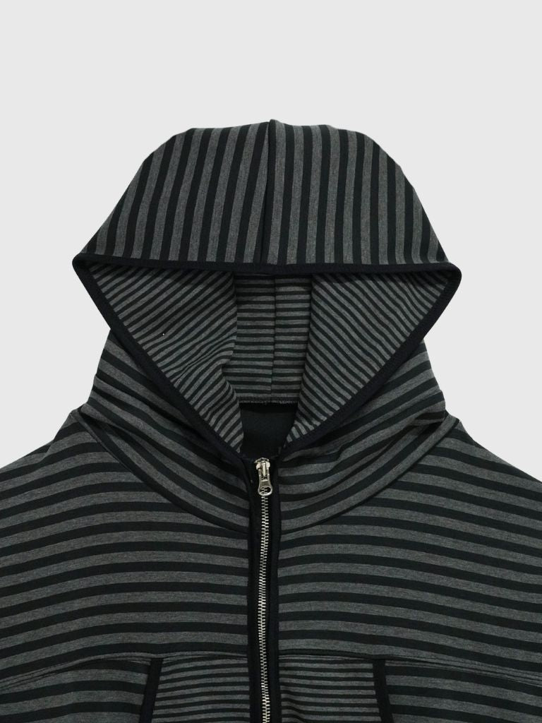 stripe pattern zip hoodie