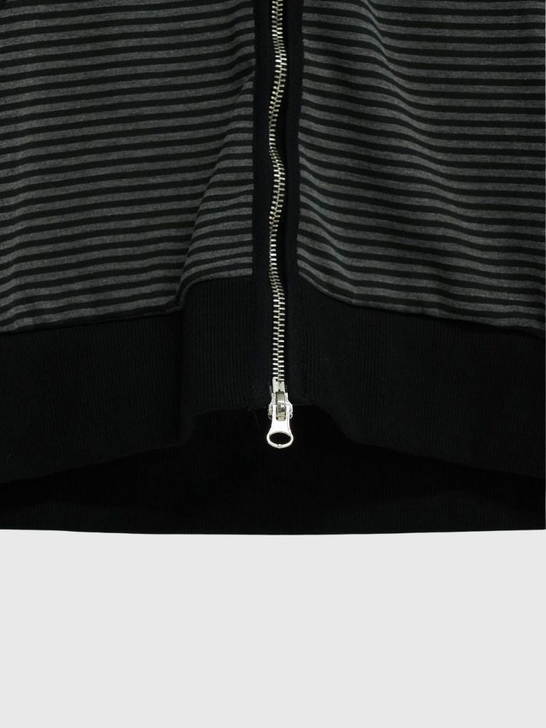 stripe pattern zip hoodie
