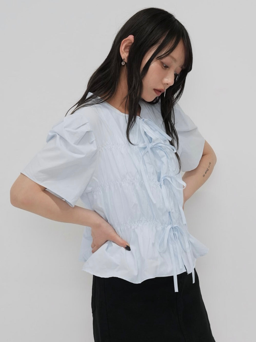 front ribbon blouse