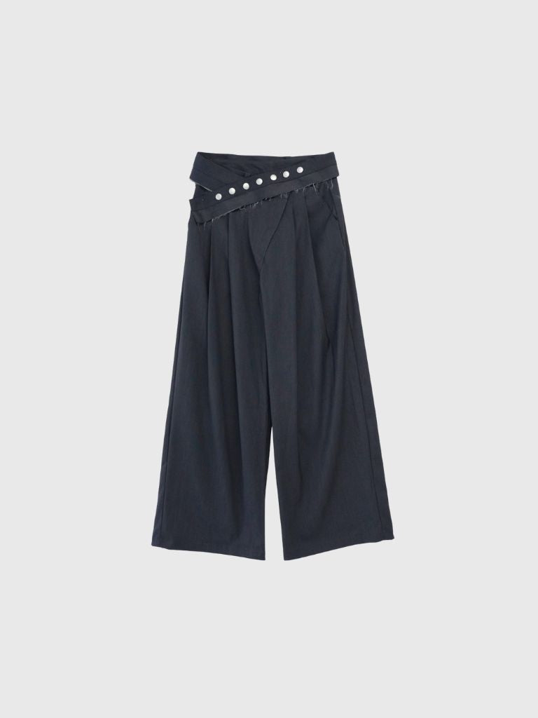 layered belt wide pants