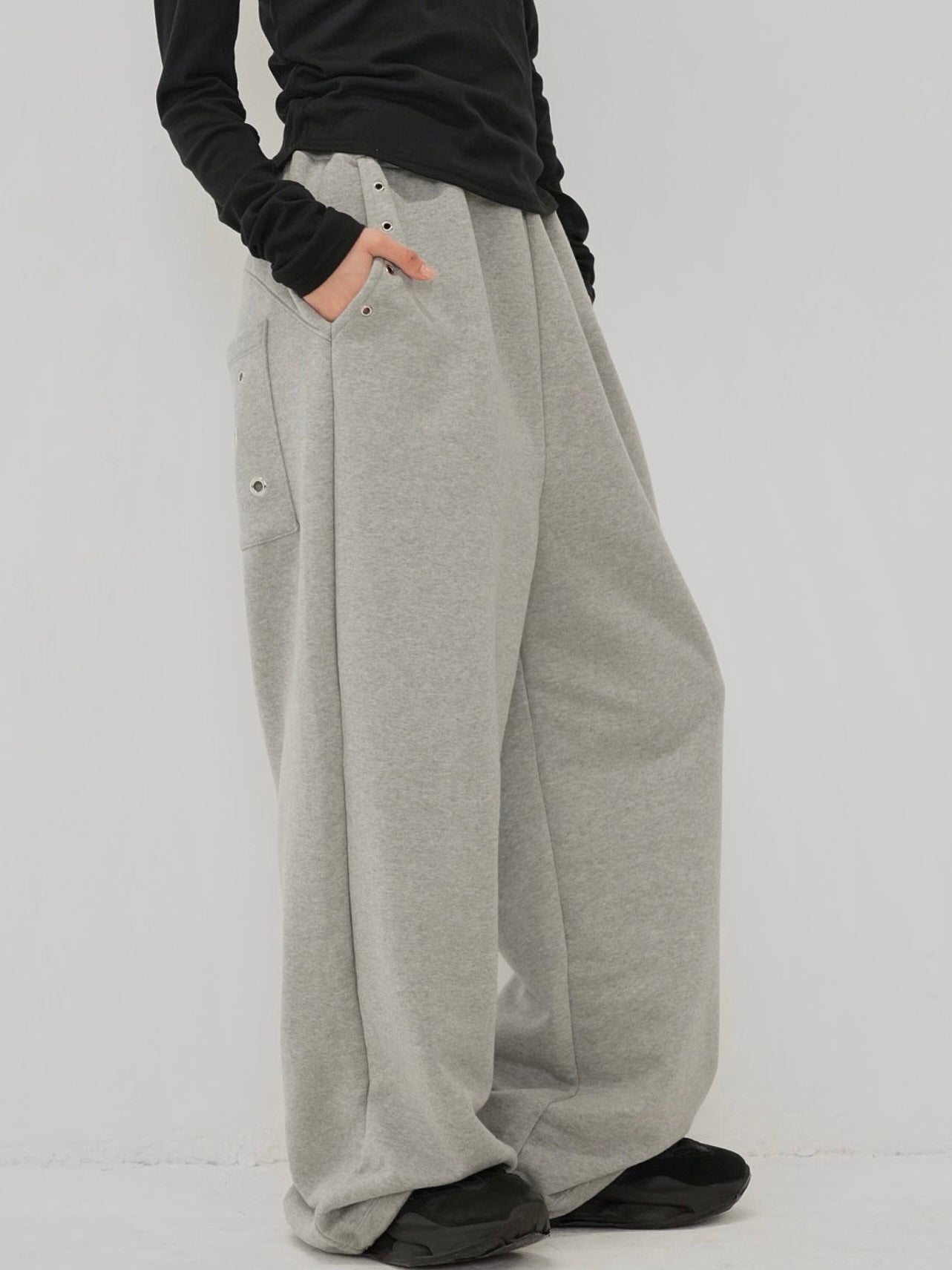 eyelet wide sweat pants
