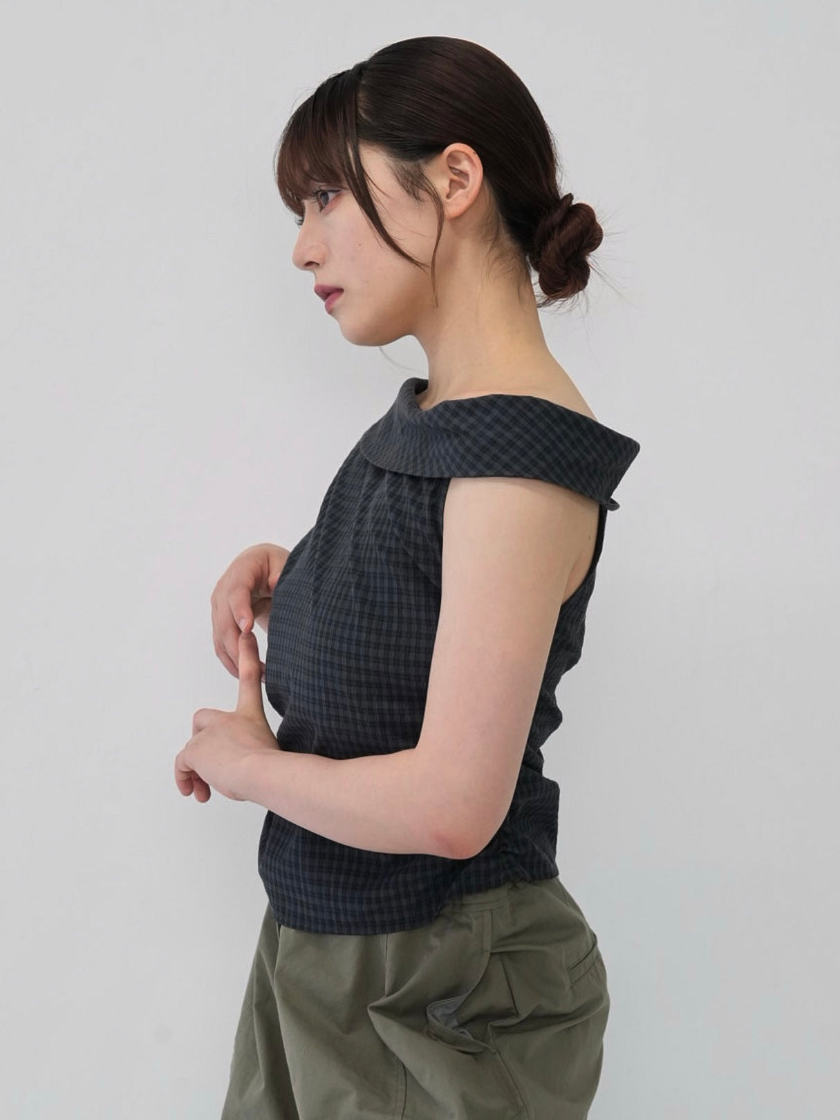 asym check blouse