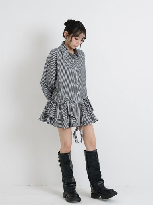 stripe frill over shirt