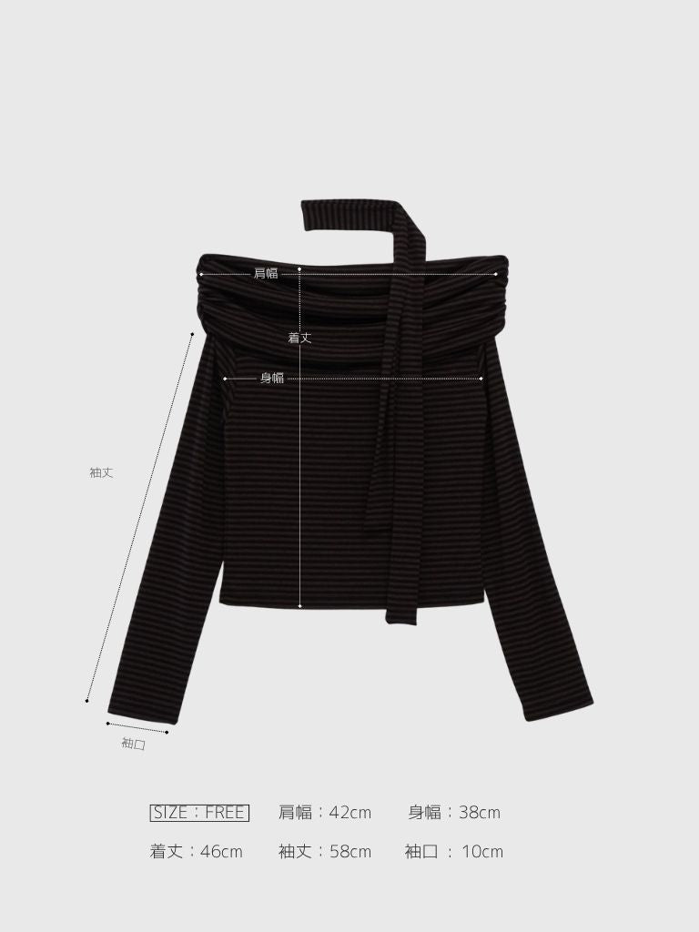 border offshoulder scarf tops