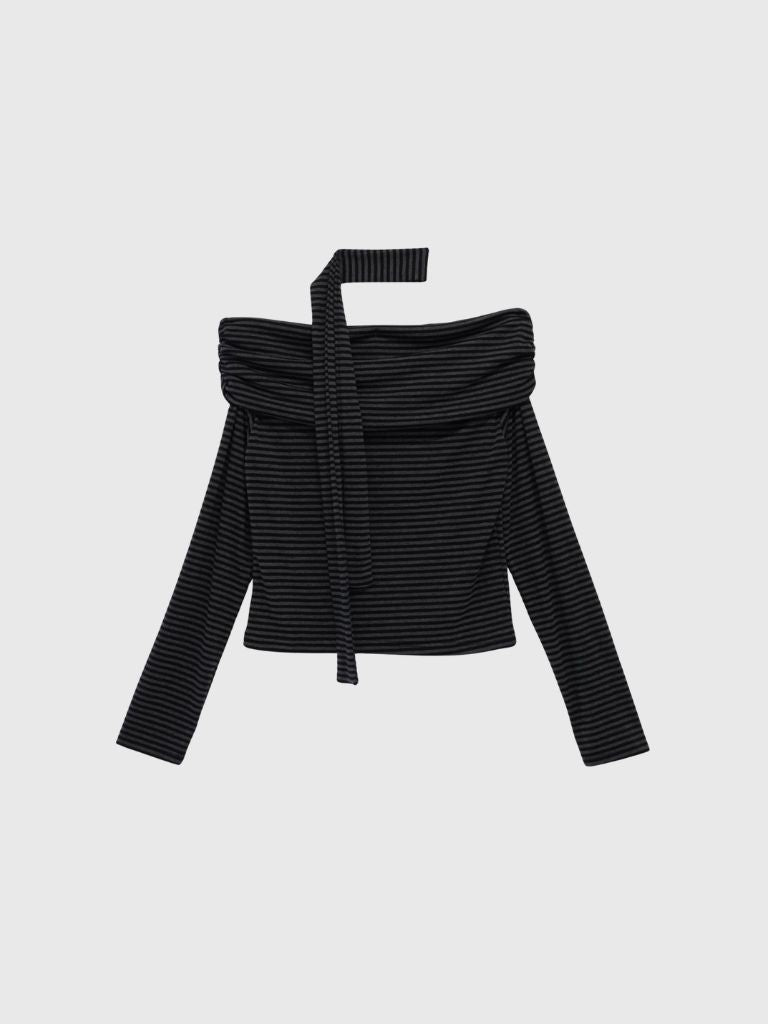 border offshoulder scarf tops