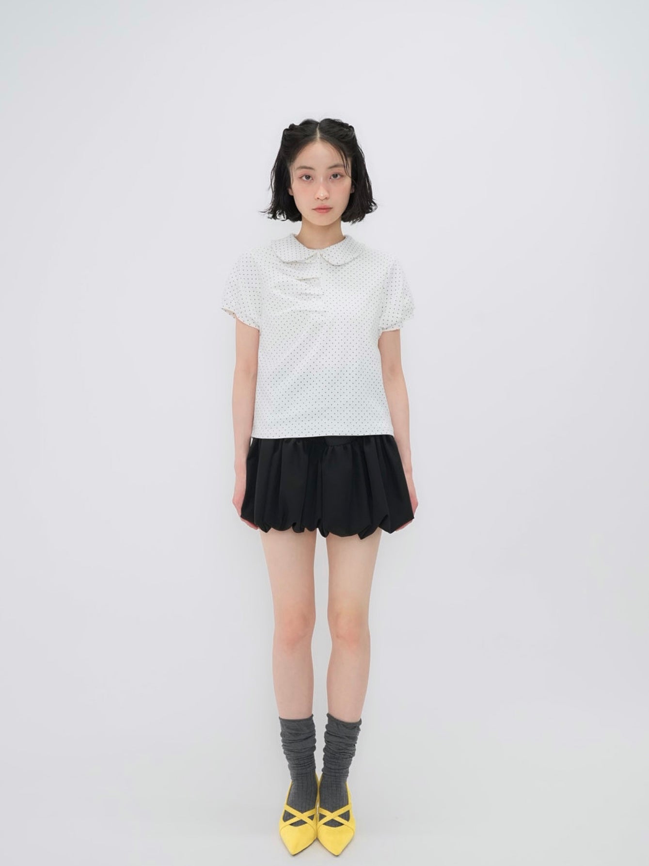 round collar puff dot tops