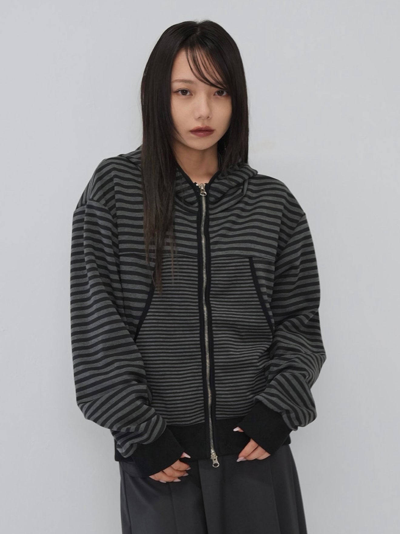 stripe pattern zip hoodie – enewdnina