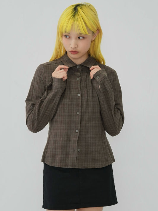 sleeve detail check shirt