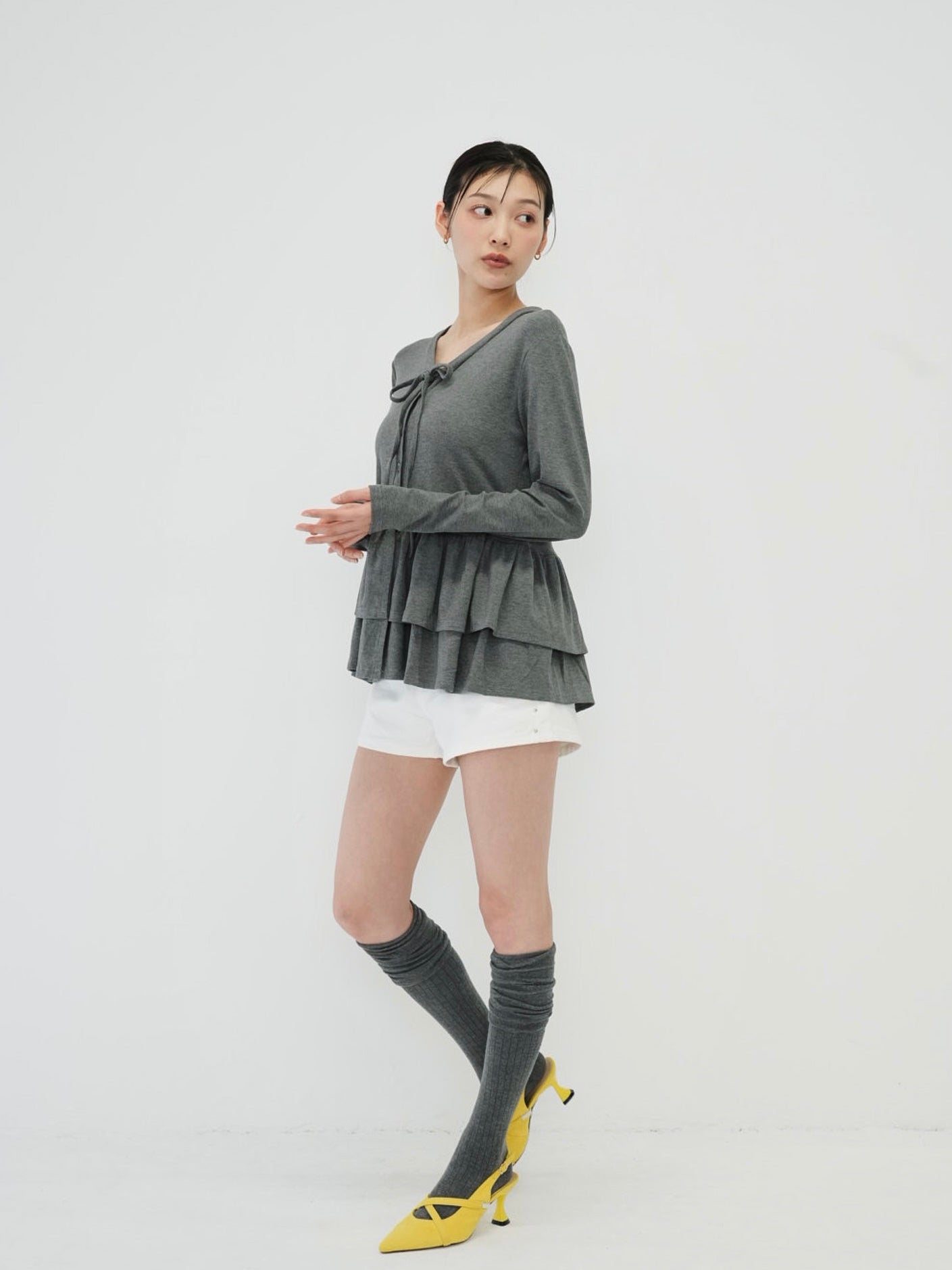 frill front ribbon cardigan