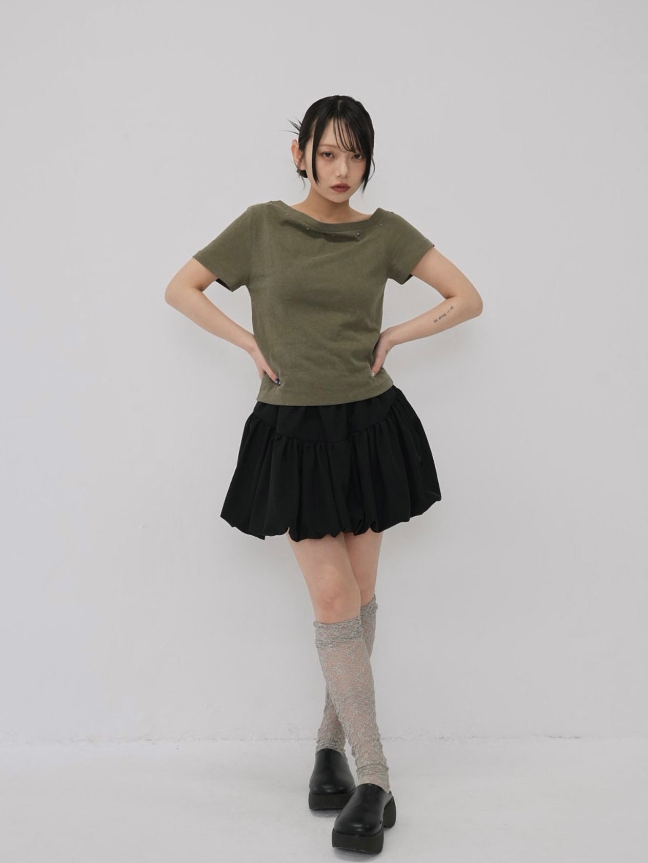 one shoulder stud tops