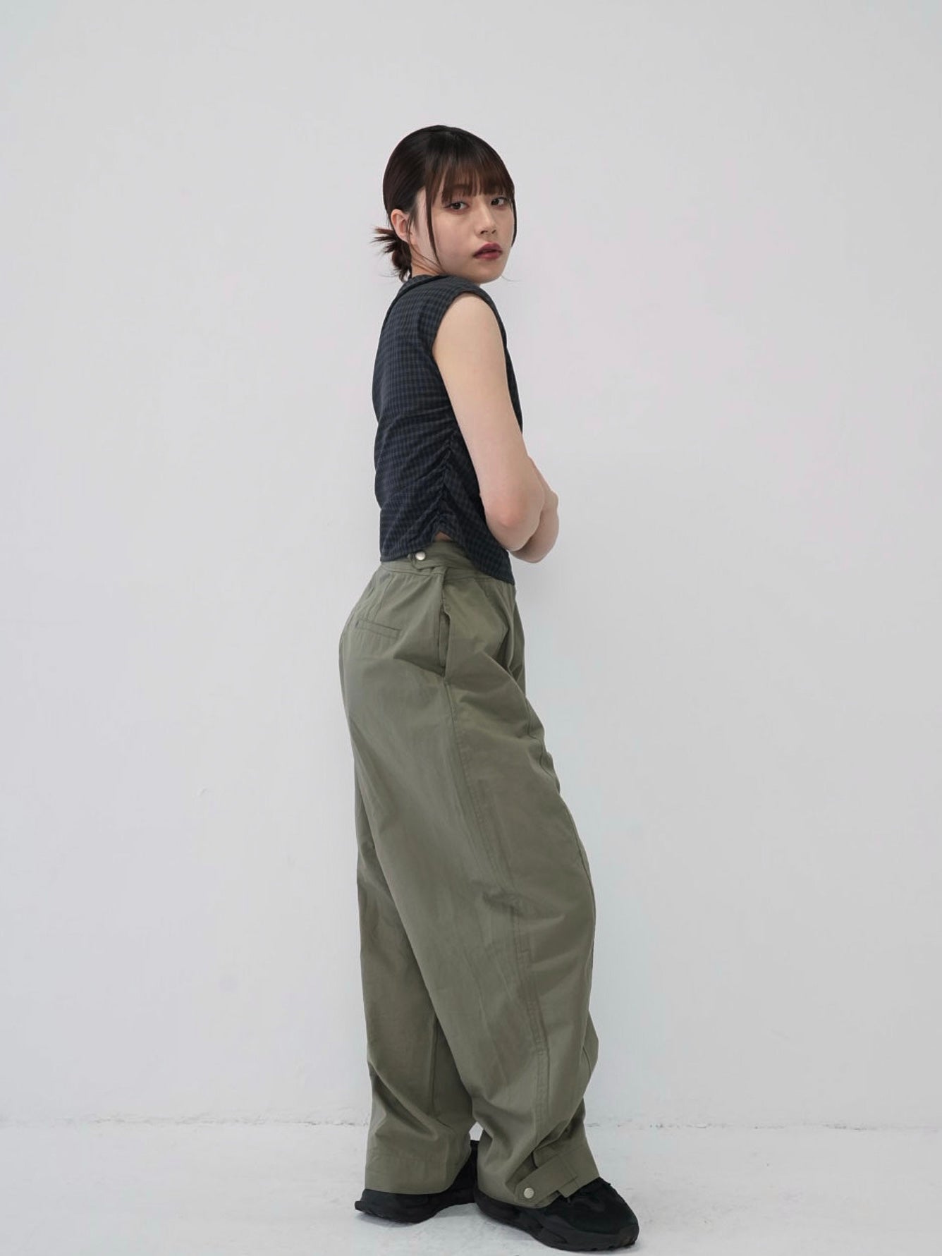 asym check blouse