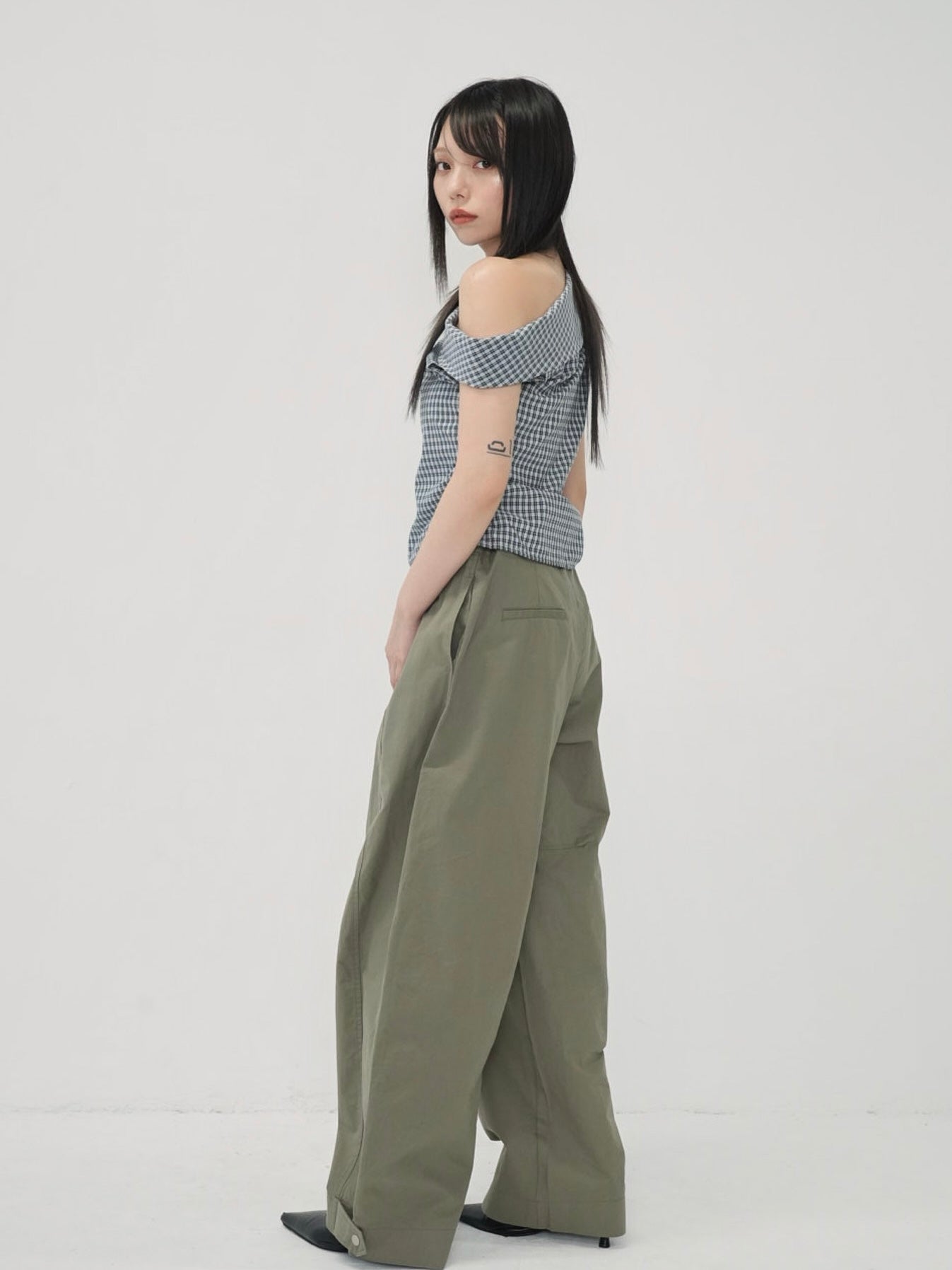 asym check blouse