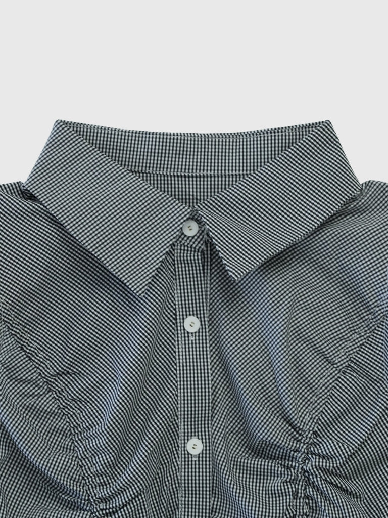 shirring check halter tops