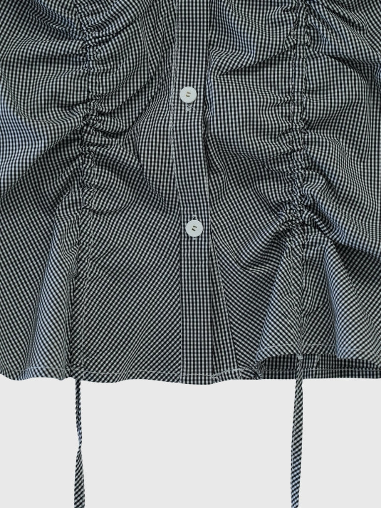 shirring check halter tops