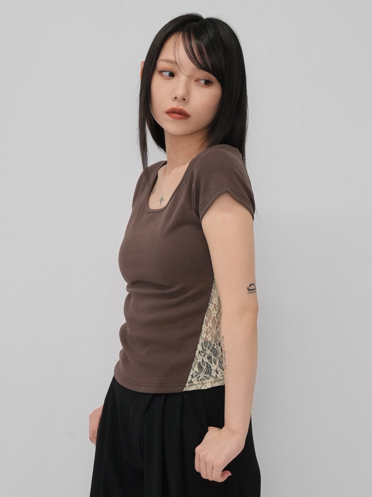 lace panel crop tops