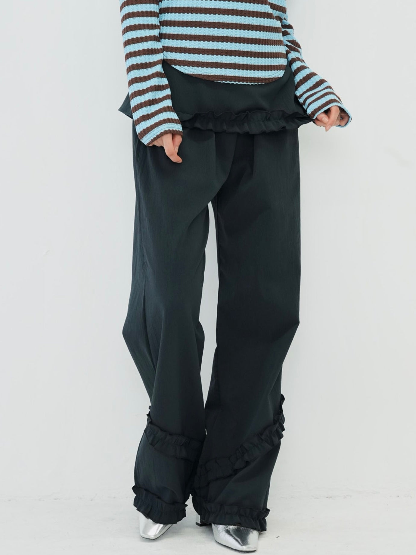 hem ruffle wrap pants