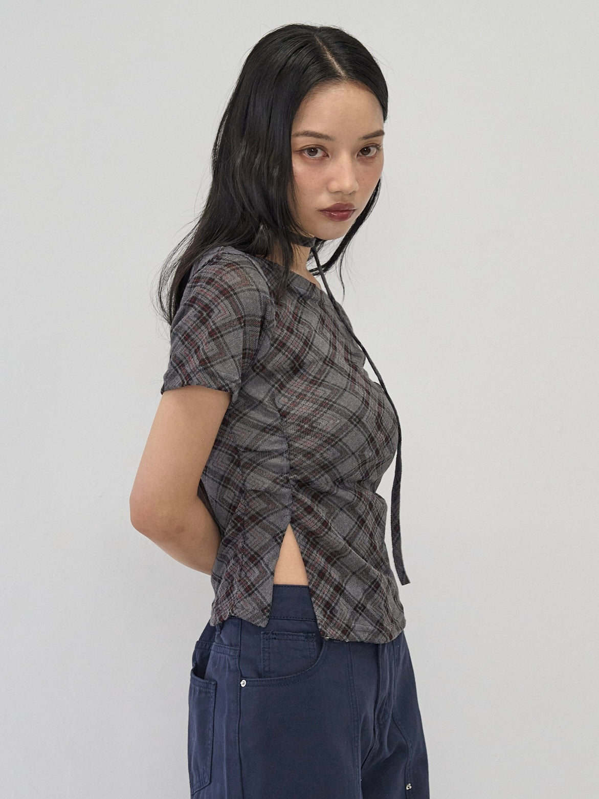 check scarf slit tops