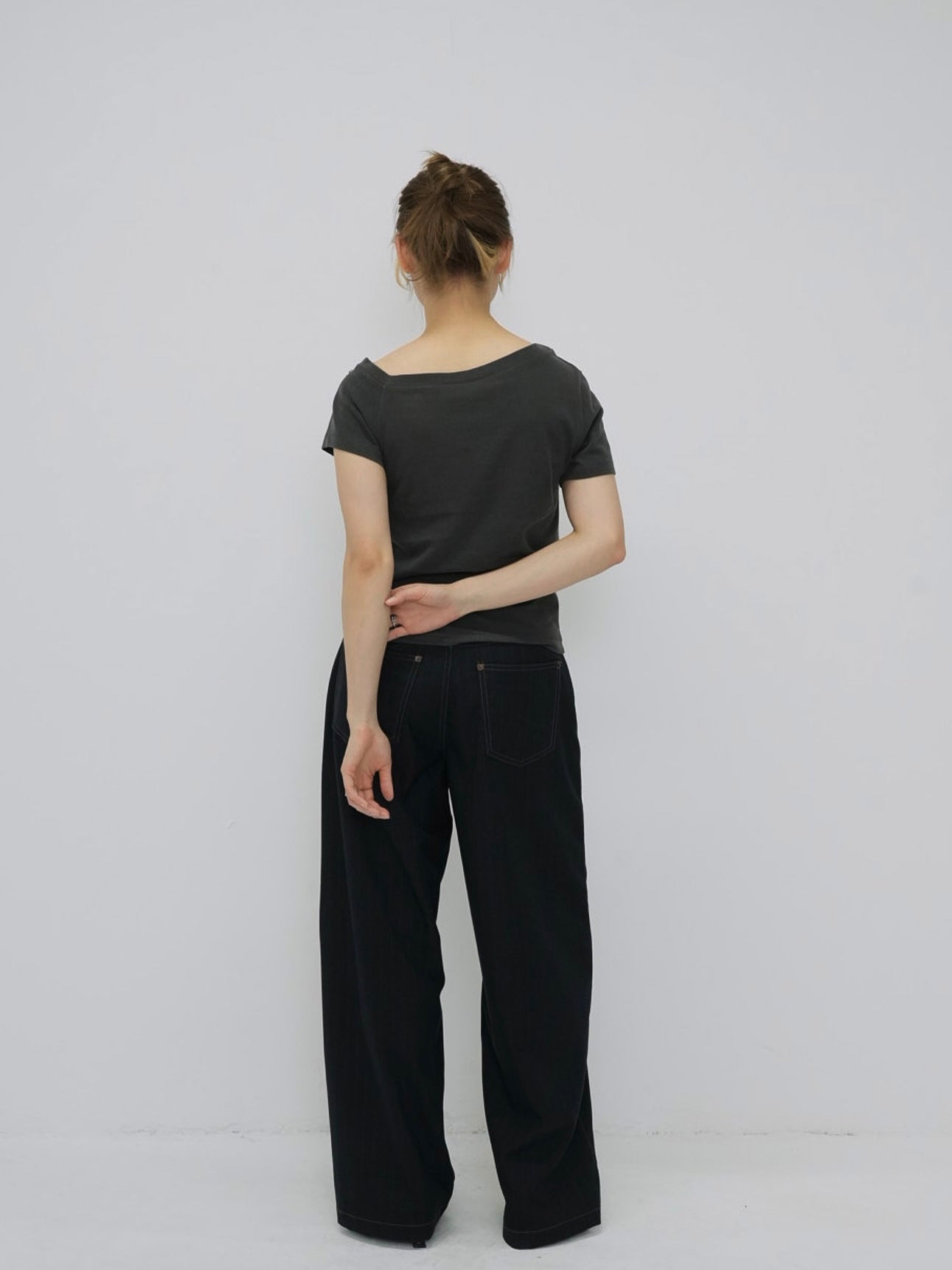 one shoulder stud tops