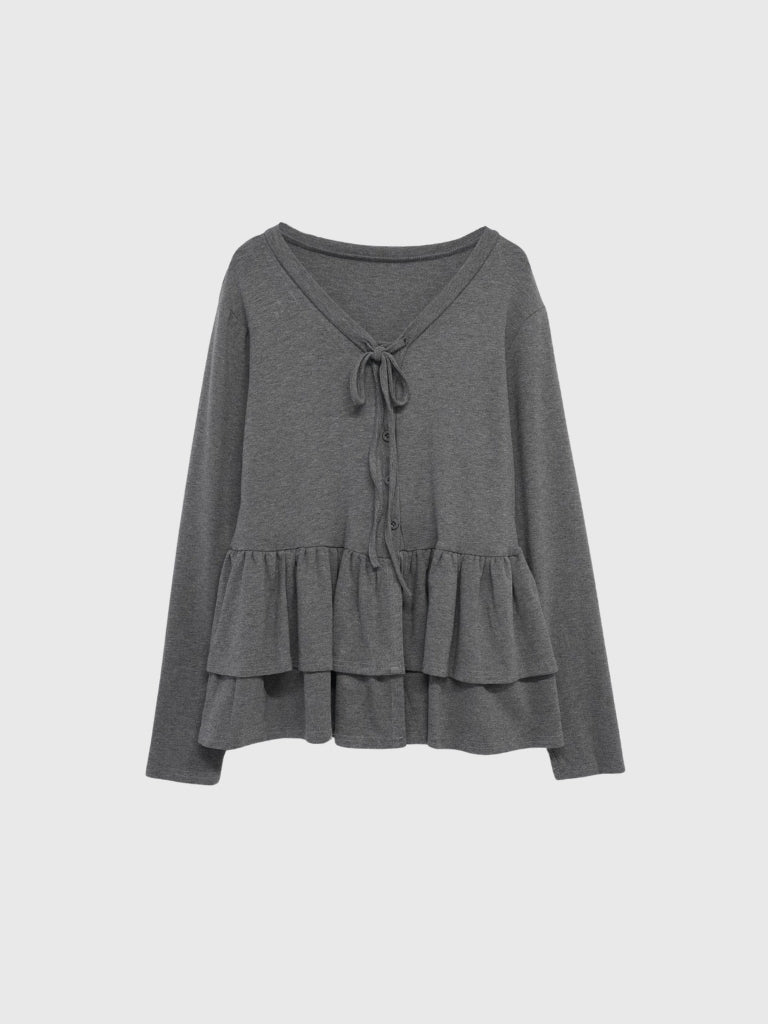 frill front ribbon cardigan