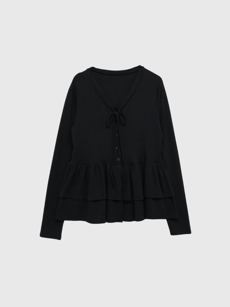 frill front ribbon cardigan