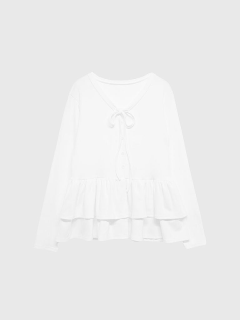 frill front ribbon cardigan