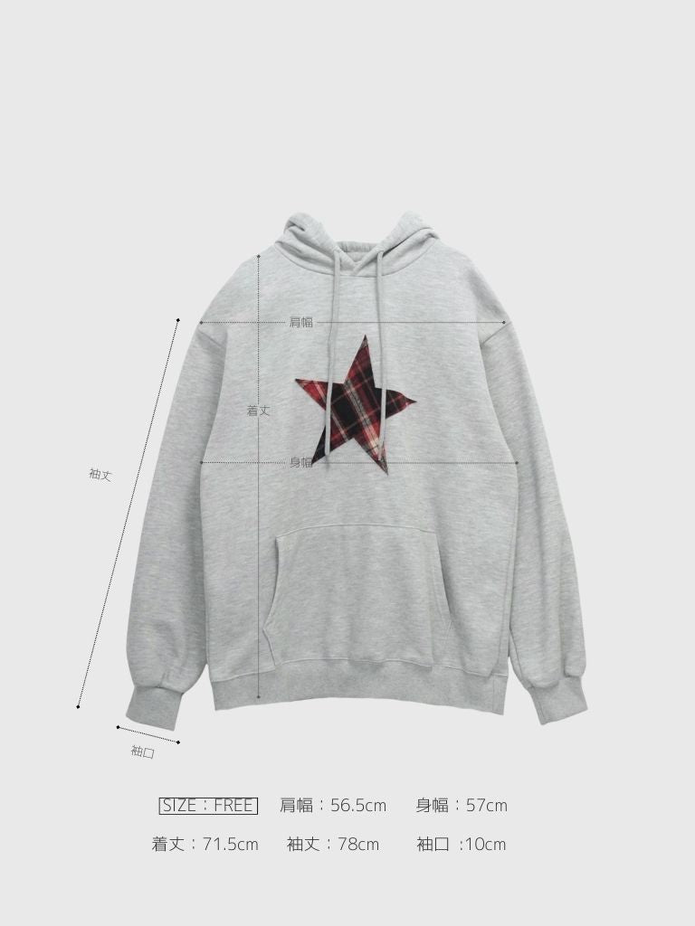 star check patch hoodie