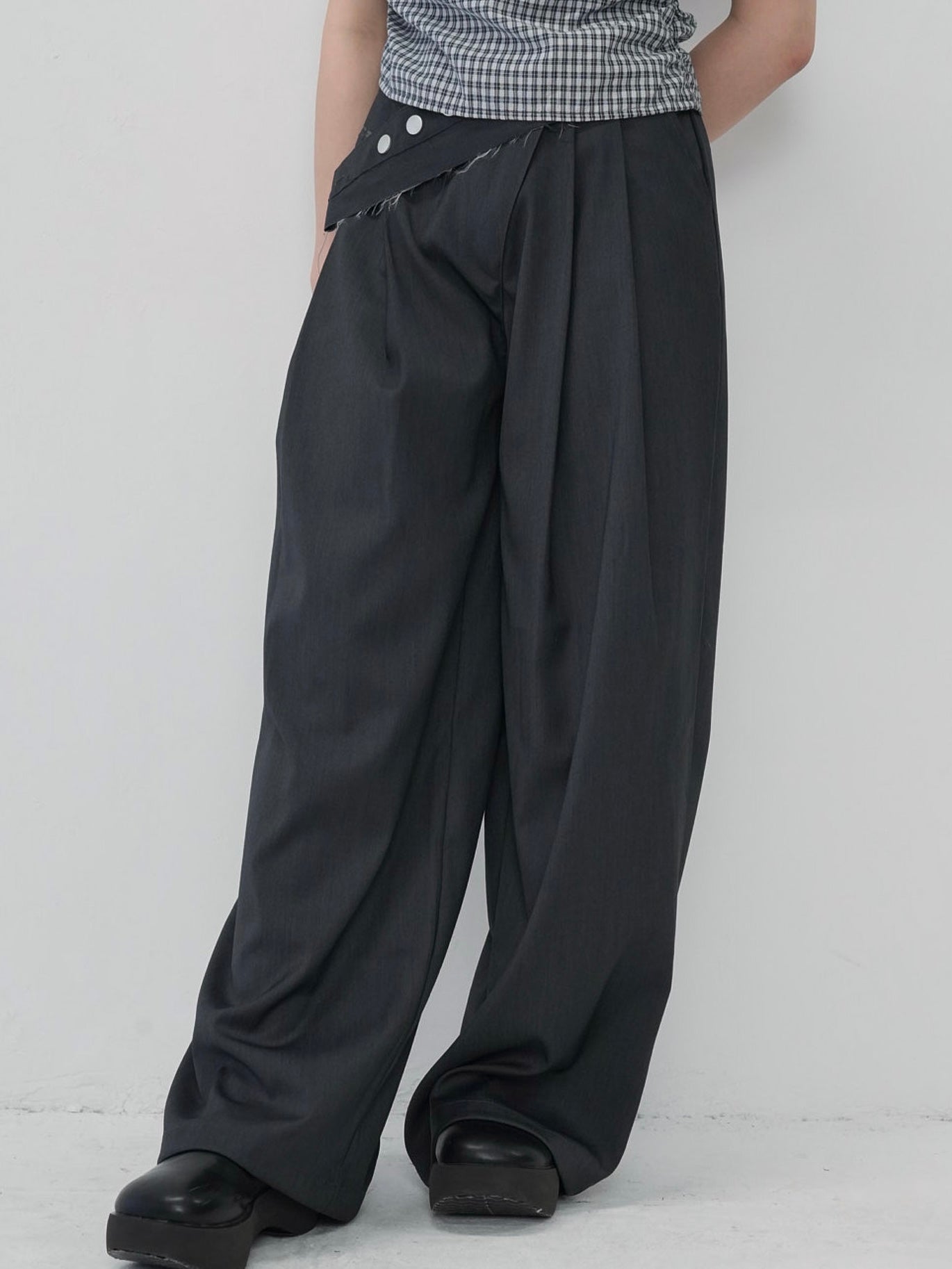 layered belt wide pants