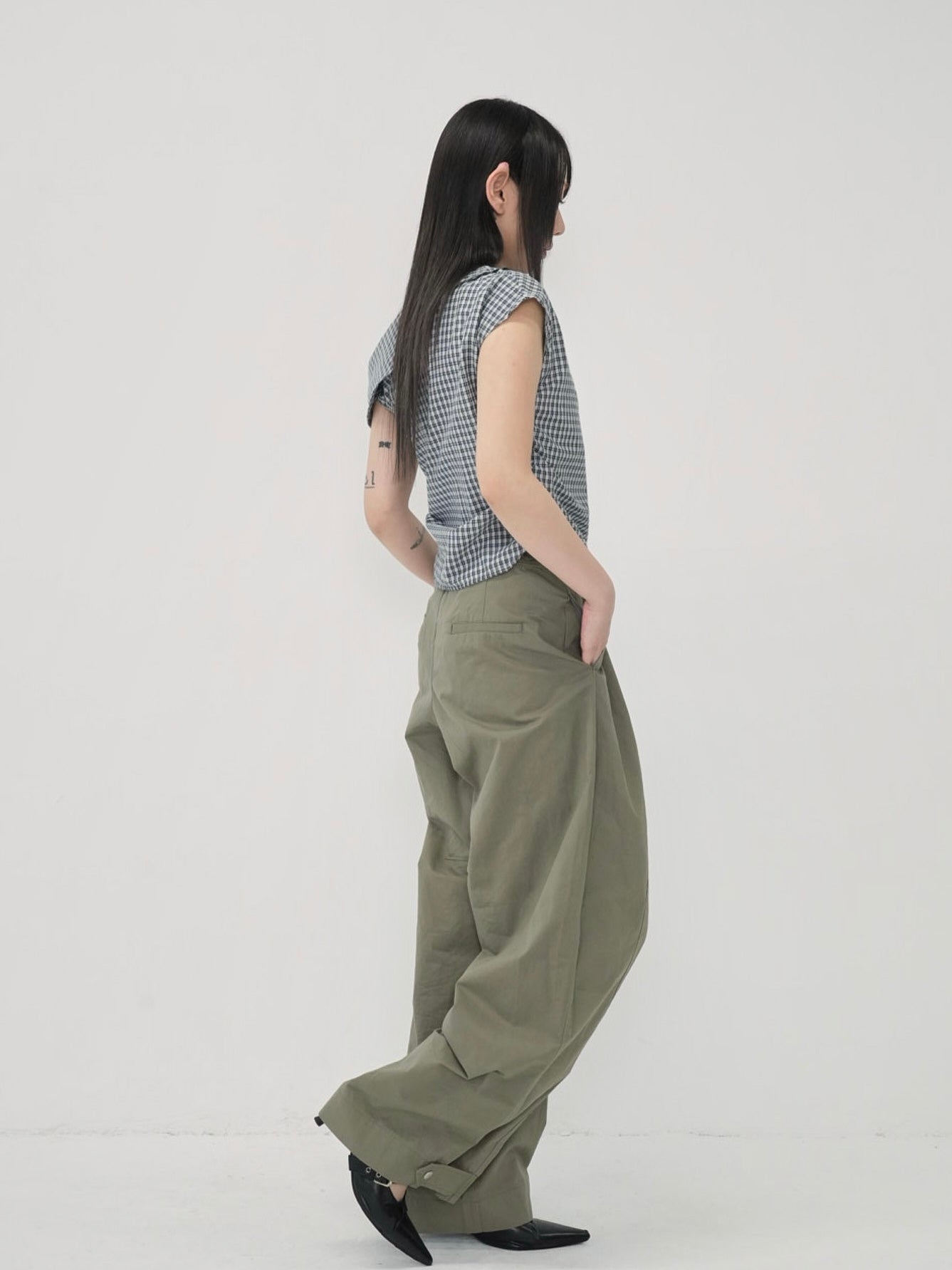 asym check blouse