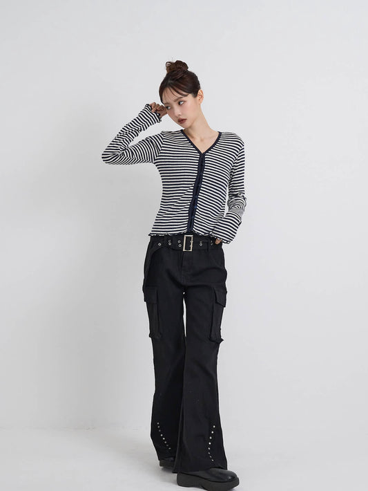 punching stripe cardigan
