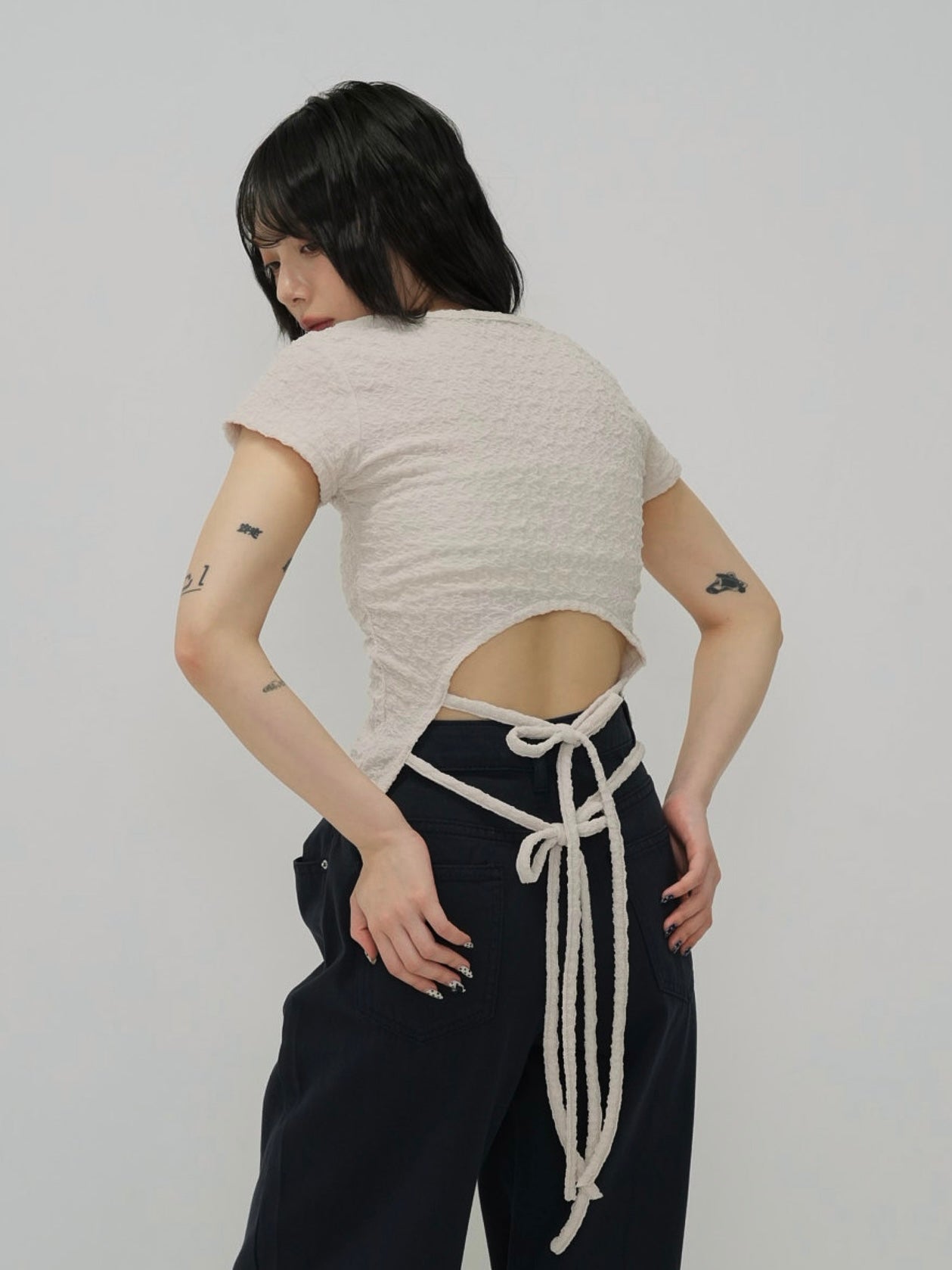 ribbon open back tops