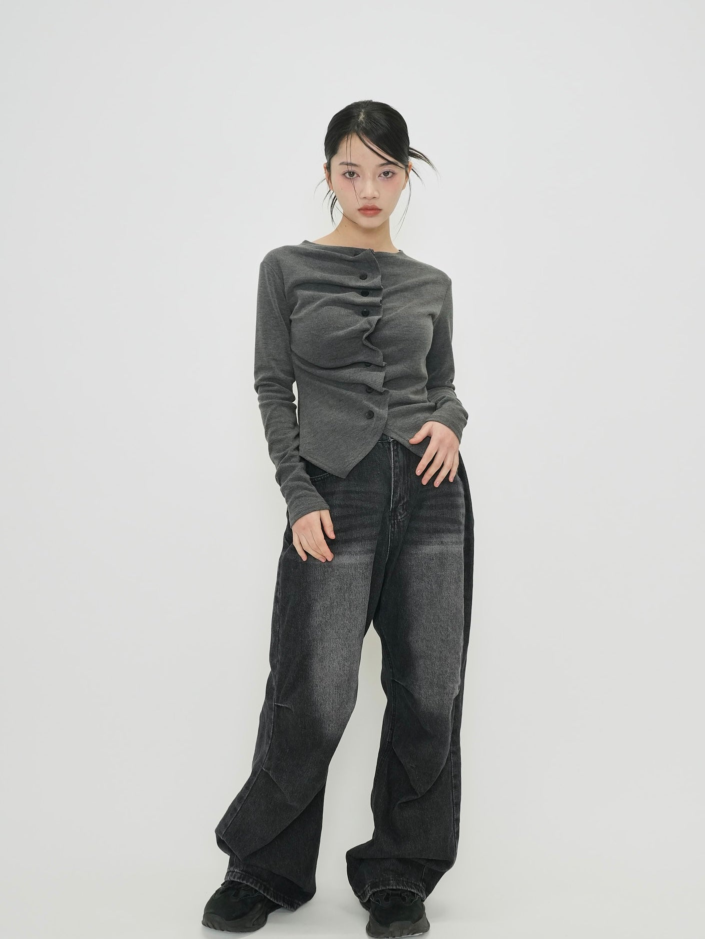 asymmetry frill blouse t