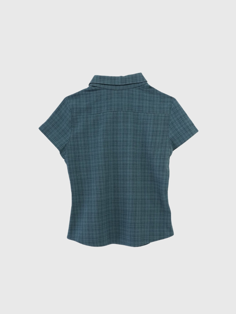 button sleeve check shirt