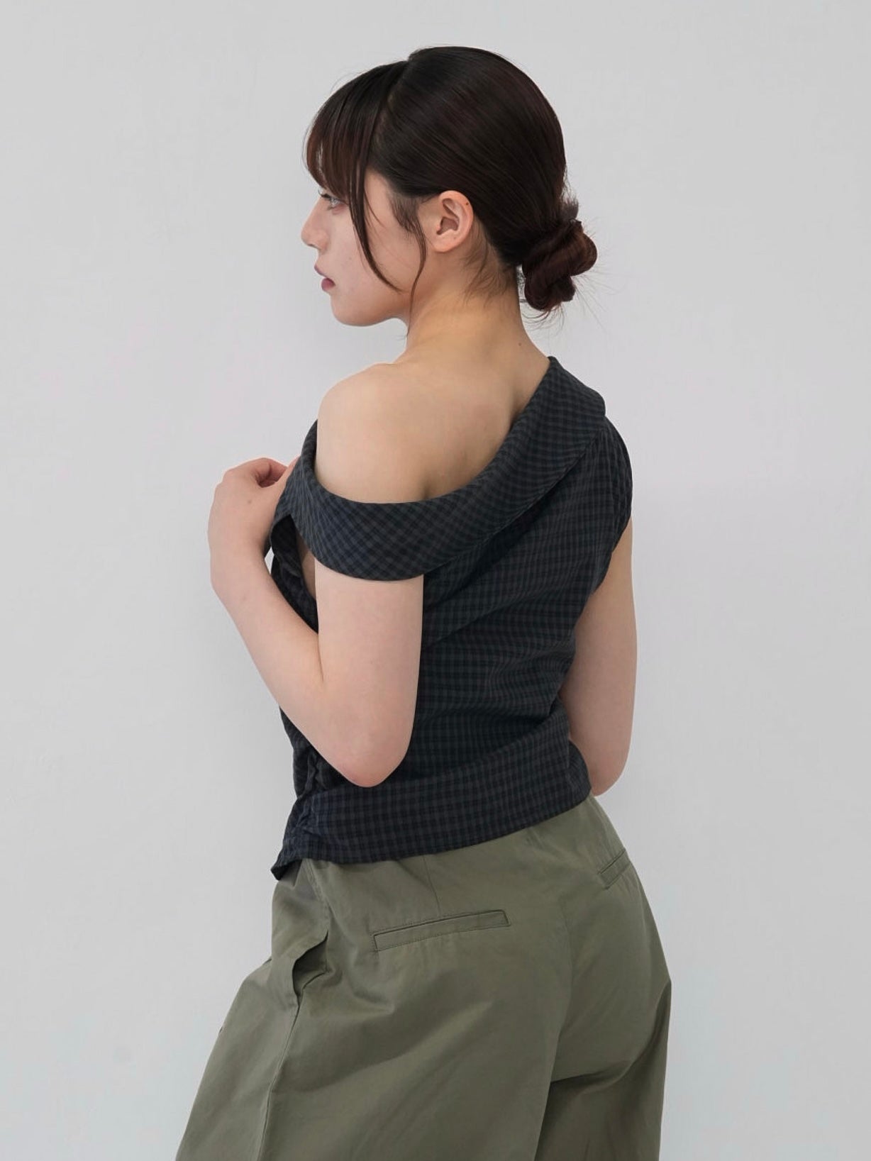 asym check blouse