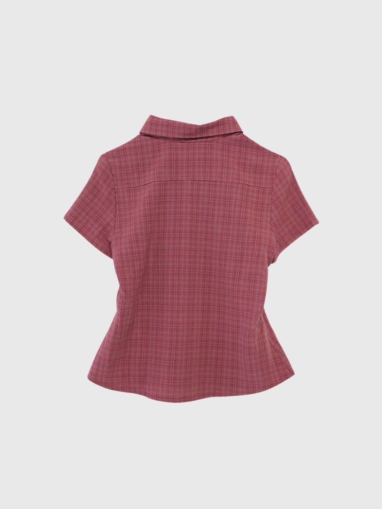 button sleeve check shirt